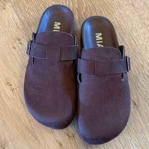 MIA Brown Suede Slip-On Clogs